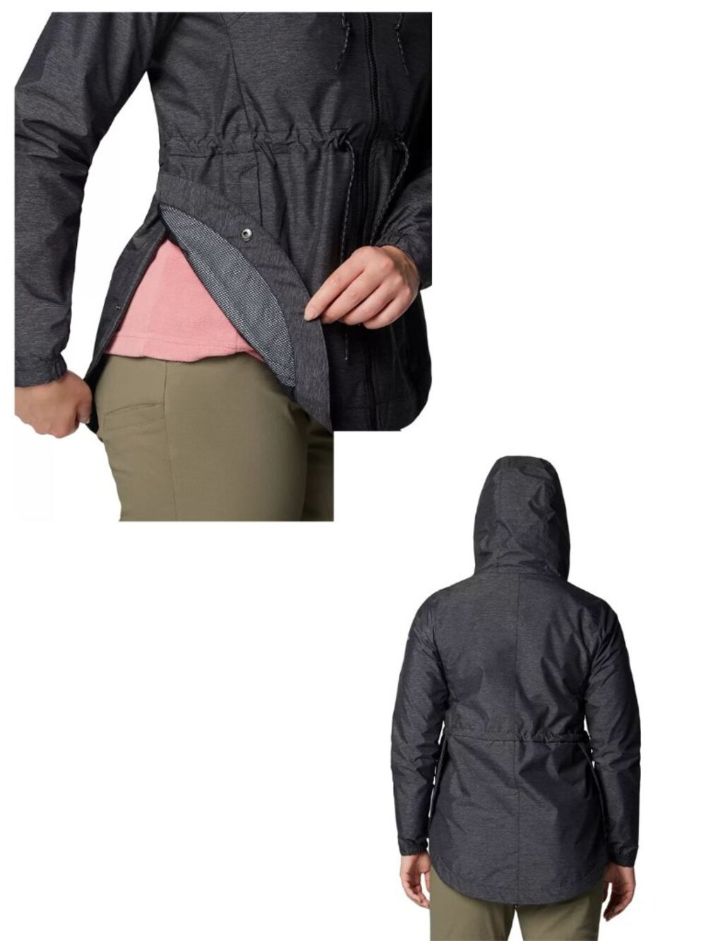 COLUMBIA Lillian Ridge Black Waterproof Long Sleeve Hooded Rain Jacket Women XL - Picture 5 of 15